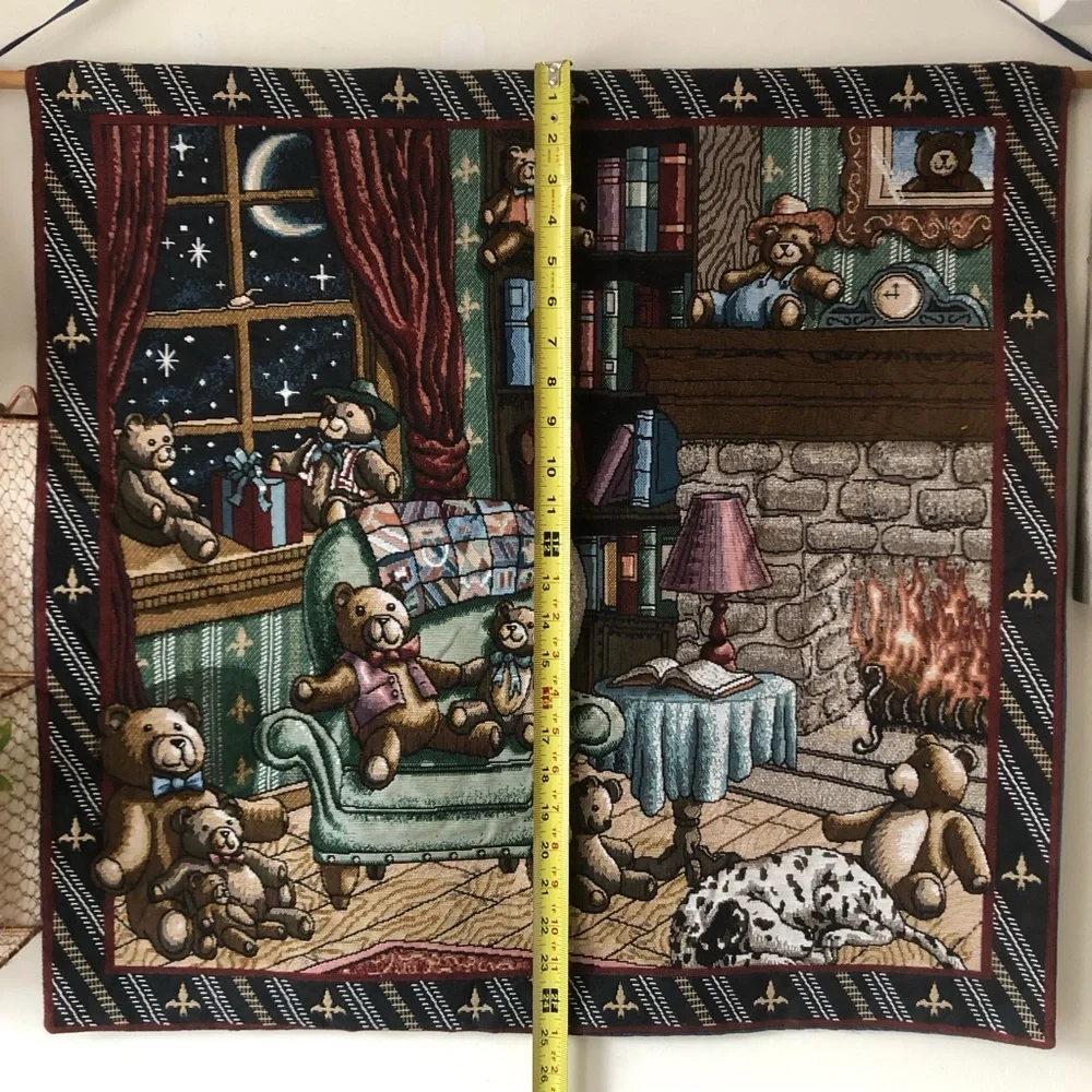 The Bear Den Vintage Tapestry Wall Hanging Cottagecore Cabin Nursery Made in USA